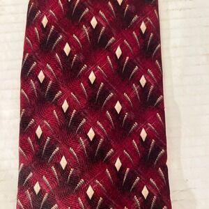 Classic Tie-Dark Red Black & Gold-100% Silk Ecour Necktie-Made In‎ Korea